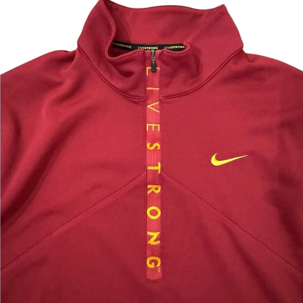 Nike Livestrong Men’s Dri-Fit Red & Yellow Track Jacket 1/4 Zip Pullover, XL